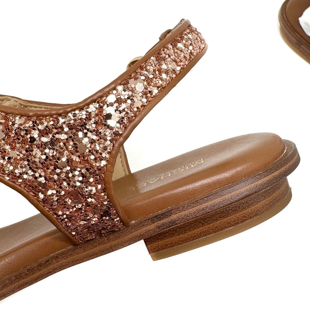 MICHAEL Michael Kors MK Plate Thong Sandals Chunky Glitter Rose Gold Size 7.5 - Picture 9 of 13